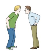 Zwei Männer streiten.